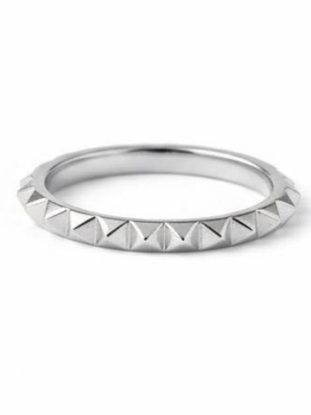 Real 14k White Gold Pyramid Ring Stacker Fine Jewelry Celebrity Stylist Curated